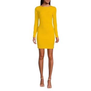 Dress the Population Lola Crew Neck Long Sleeve Scoop Back Bodycon Mini Dress XL